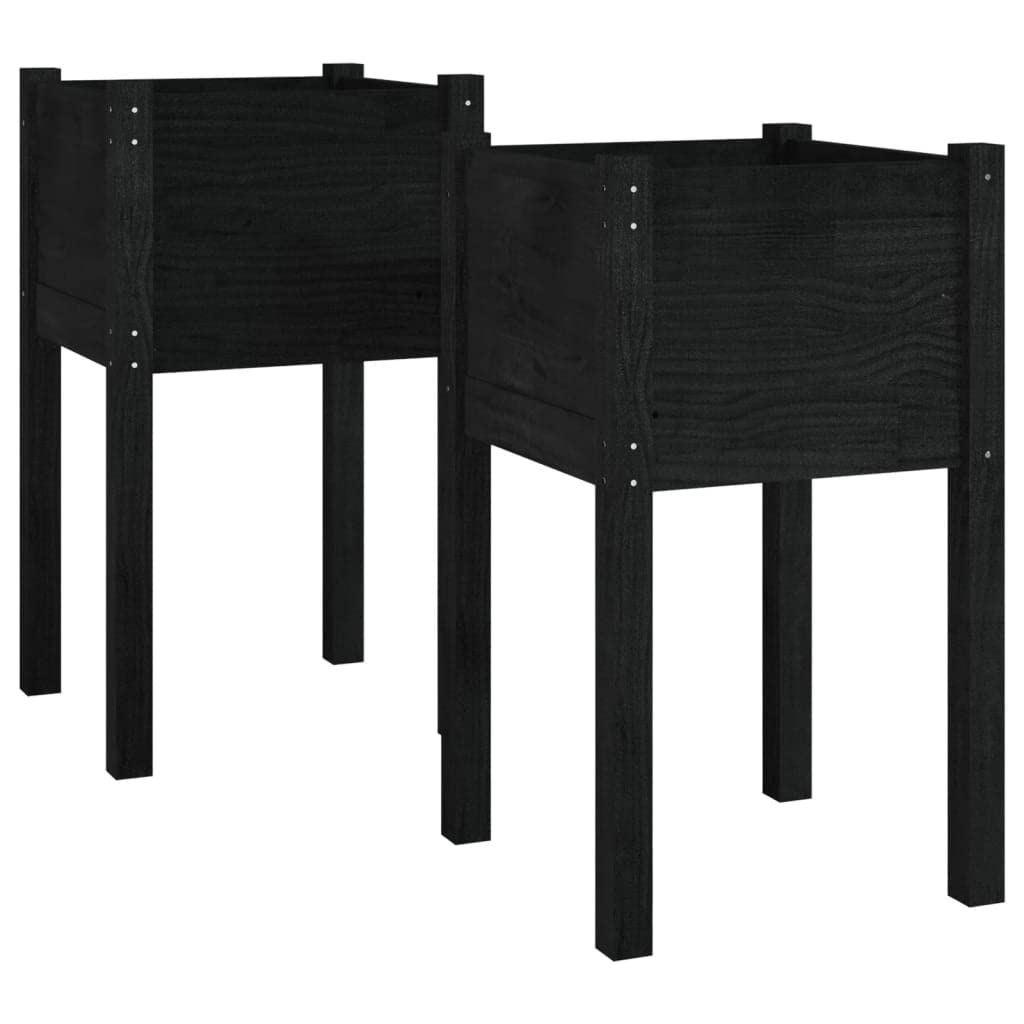 Macetero alto 2 unidades, color negro, 40 x 40 x 70 cm, madera maciza de pino, macetas, macetas, macetas, jardineras, jardineras, jardineras, macetas, macetas, macetas, macetas, maceteros de