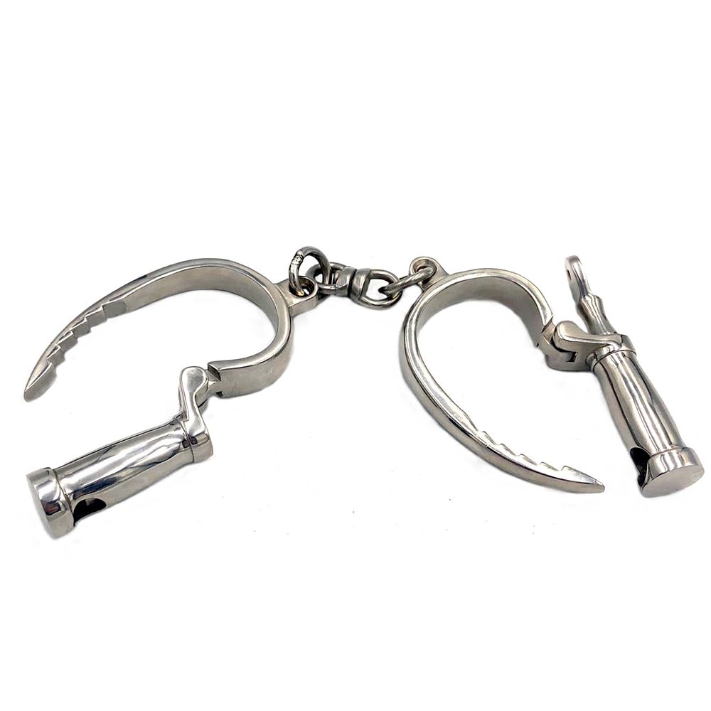Edelstahl Verstellbar Handschellen Metall Hufeisen Hand Zubehör Abschließbare Manschette Flirt Handgelenk SM Fesseln Handcuffs Sklaven Bondage Erwachsene Spiel BDSM Sexspielzeug für Paar Männer Frau