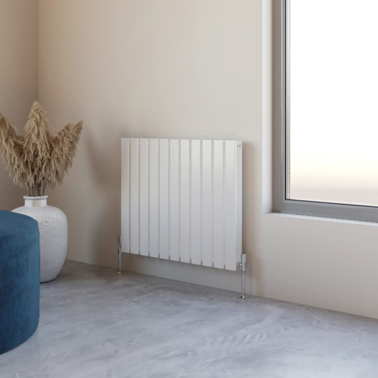 Huibathroom White Flat Panel Radiator 600X748mm Horizontal Design Double Tall Upright Central Heating Rad