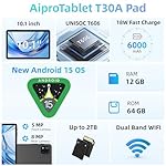 Android Tablet, 10 inch Android 15 Tablet with Octa-Core Processor, 12GB RAM 64GB ROM 2TB Expand, 1280x800 HD Touchscreen, GPS, WiFi 5, Dual Camera, BT5.0, 6000mAh, Widevine L1 (Black) - Image 2