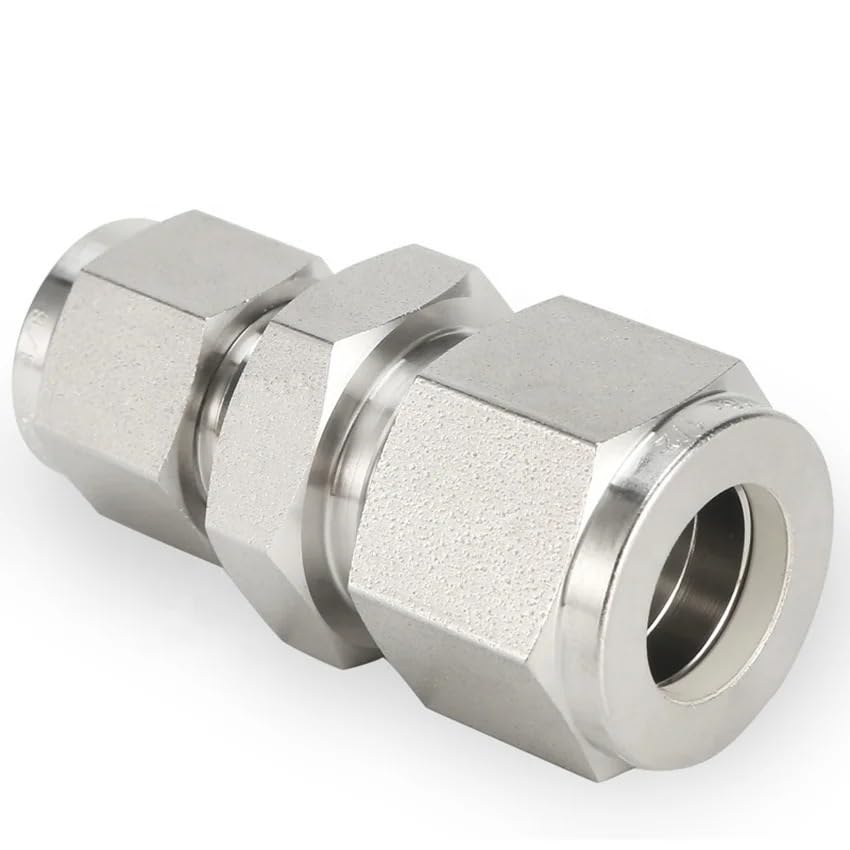 Compresión Acoplamiento recto, junta de compresión chapada de latón, acero inoxidable 316 Reducción de la doble férula Fije de compresión 30MPA 1/8 "1/4" 3/8 "1/2" 6 8 10 12 mm 1pc(14 mm x 12 mm)