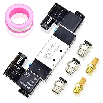 Tailonz Pneumatic Solenoid Valve 4V220-08 DC24V 1/4 PT Double Coil Pilot-Operated Electric 2 Position 5 Way Connection Type