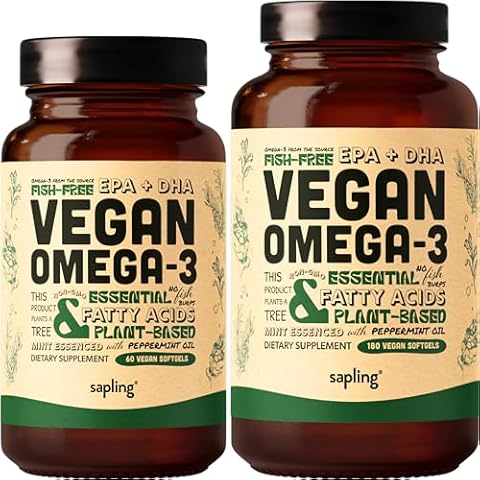 Vegan Omega 3 60 Softgels & 180 Softgels Bundle - Plant Based DHA & EPA Fatty Acids - Carrageenan Free, Alternative to Fish Oil, Supports Heart, Brain, Joint Health - Sustainably Sourced Algae Cover