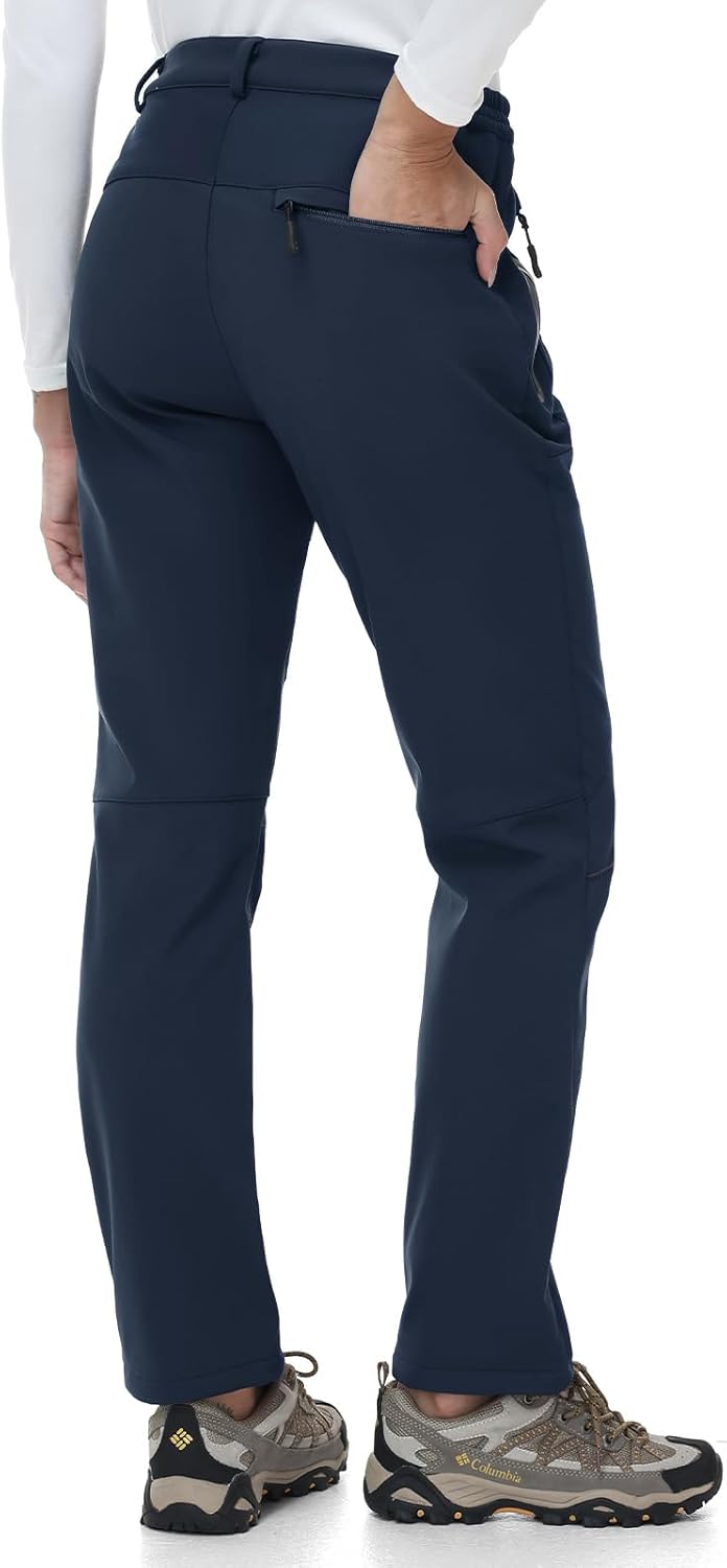 TBMPOY Women's Fleece Lined Ski Snow Pants Waterproof Winter Cargo Hiking Warm Thermal Softshell Insulated Outdoor Pant - Image 2