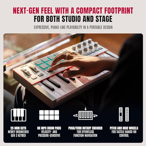 Image of Akai MPK MINI MK4 Compact Midi Keyboard and Pad MIDI Controller Grey