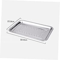 Vista 6 de Yardwe Bandeja engrosada de acero inoxidable para servir alimentos, bandeja para barbacoa, bandeja para servir al horno, 14.2x10.6 in