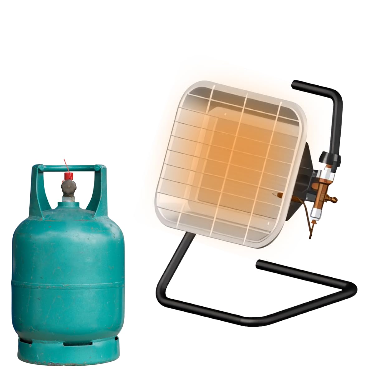 Gasheizer 4,5 kW Mobil – LPG Infrarot Heizstrahler mit 2 Keramikbrennern, ODS Sicherheitssystem, Druckregler & 70 cm Gasschlauch – Propangas Standheizer für Terrasse, Werkstatt & Lager