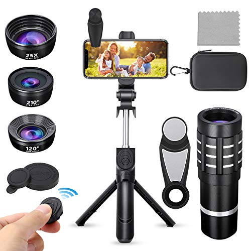 PJ-Since Phone Camera Lens with Bluetooth Selfie Stick Tripod, 9 in 1 Phone