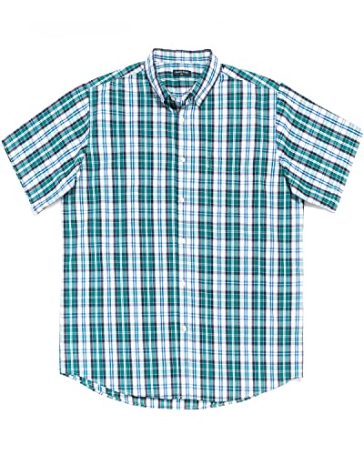 Double Pump Big and Tall Shirts for Men Short Sleeve Button Down Shirts from Size XL(T) to 6XL (T) Cotton