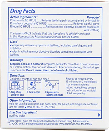 Boiron Camilia, Doses, Homeopathic Medicine for Teething Relief Natural - 30 Count