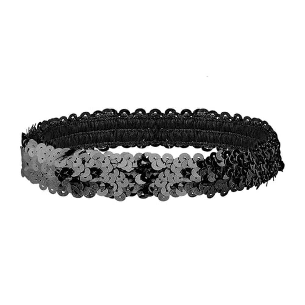 WIDMANN 00307 - Sequined Headband, Adult Woman, 1920s, 1930s, Charleston, Gangster, Carnival, One Size, Black