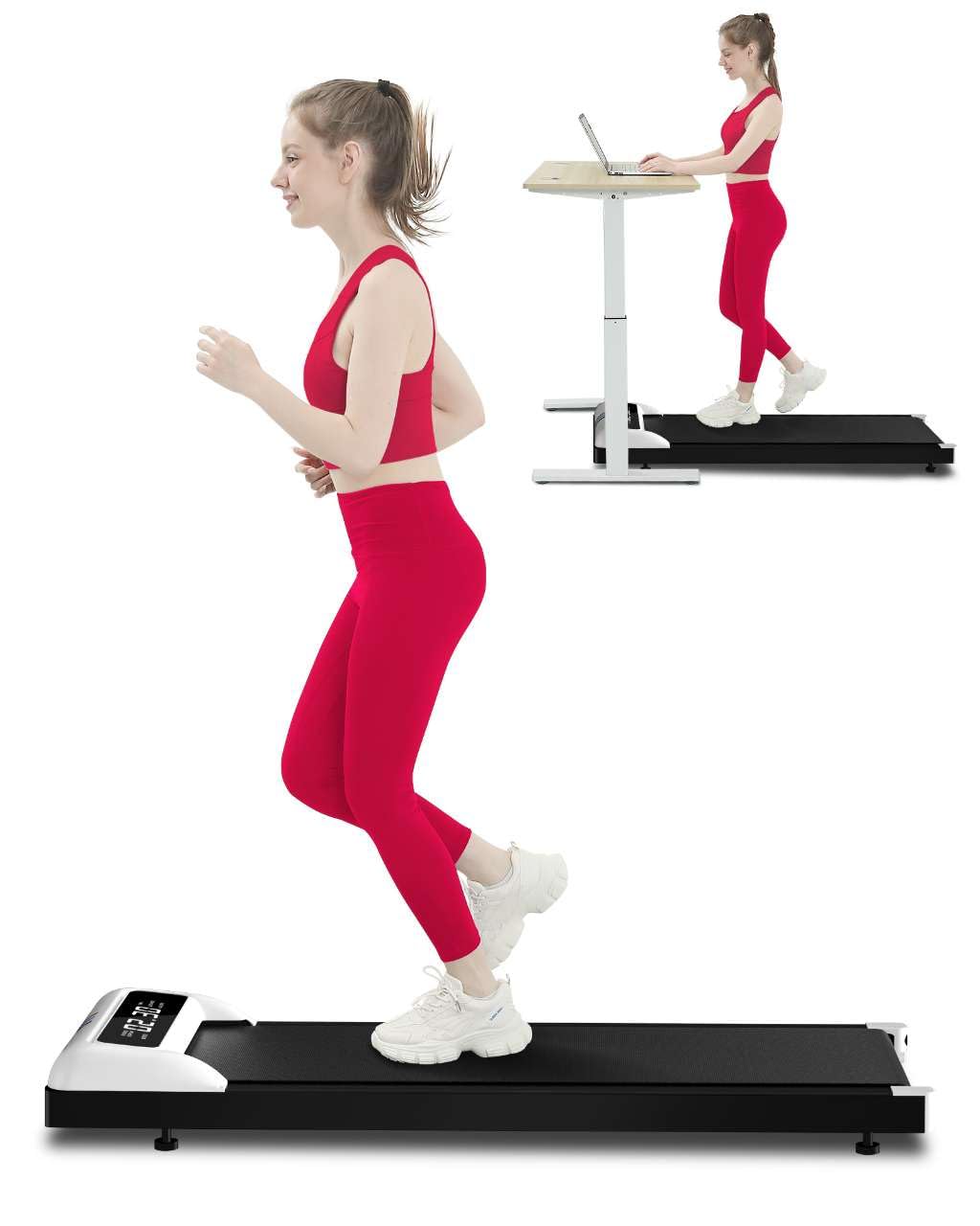 Under Desk Treadmill 2 in 1 Walking Pad Treadmill of Compact Space, 2