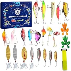 Tipos De Aparejos De Pesca Calendarios de cuenta regresiva de Navidad | Calendario de cuenta regresiva portátil y ligero para Navidad, juego de aparejos de pesca de Navidad multifuncional, calendario de Adviento para adultos,