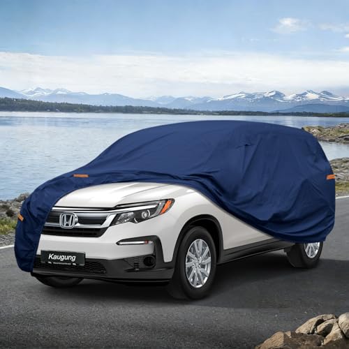Image of Kaugung Custom Fit SUV Car Cover for Honda Pilot (2008-2026), Heavy Duty Waterproof All Weather Outdoor Protection, Breathable Full Exterior Cover with Vent, Rain Sun Snow UV Proof