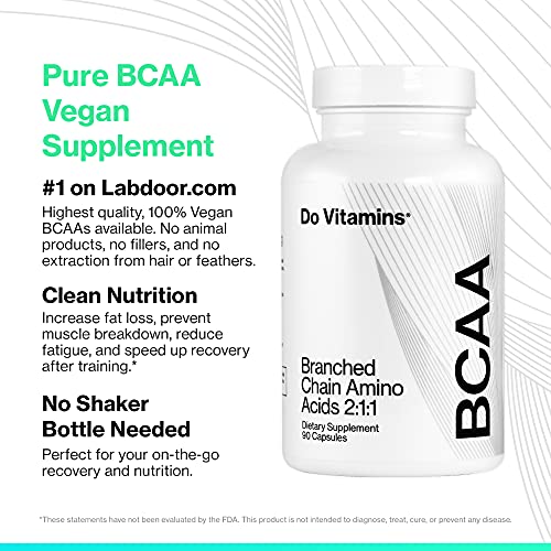 Do Vitamins BCAA90 Branched Chain Amino Acids (Bcaa) Capsules, Vegan Ajipure Bcaas, #1 On Labdoor, 2:1:1, 2100 Mg, Amino Acids Supplement thumb #1