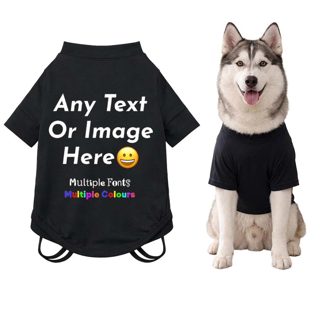 Personalised Dog T-Shirt Custom Pet Shirt with Text Logo Image Name Print Breathable Summer Clothing for Puppy Blk XS — image 1