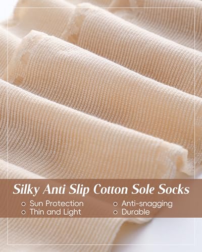 Shihanee 3 Pairs Women's Sheer Knee High Socks Silky Anti Slip Cotton Sole Socks Reinforced Toe Stockings for Women2