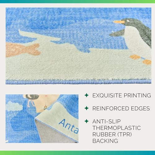 Tapete decorativo lavable mapa mundial azul 5' x 7' miniatura 6
