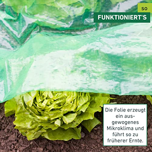 Windhager Frühbeet-Schlitzfolie mitwachsend, Pflanzfolie für Ganzjahresschutz, Frühbeetfolie, Folie für Pflanzen, grün, 7,2 x 1,4m
