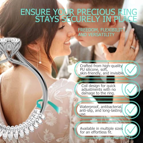 ring size adjuster for loose rings12 pack-6 sizes ring guards fitter resizerinvisible coil wrap ring tightener for women amp men spacers inserts make rings smaller without resizing clear