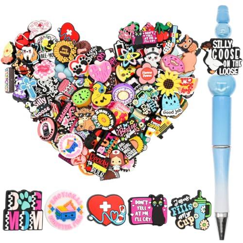 50PCS Focal Beads Bulk Silicone Focal Beads for Pens Keychain Bead
