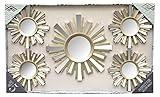5 Piece Decorative Champagne Mirror Set, Wall Accent Display