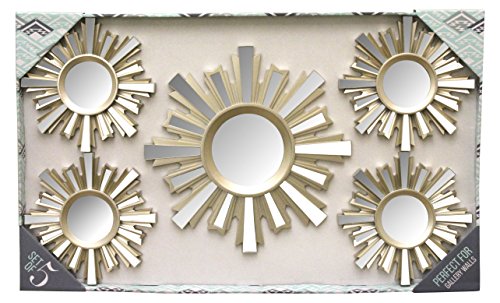 Azzure Home 5 Piece Decorative Wall Accent Display - Champagne and Gold