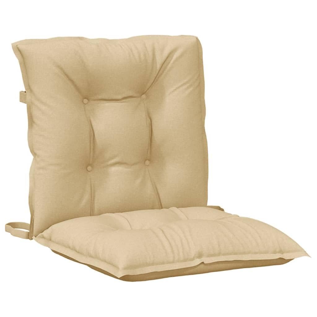 Coussin de chaise de jardin dossier bas lot de 2 beige mélangé 100x50x7 cm