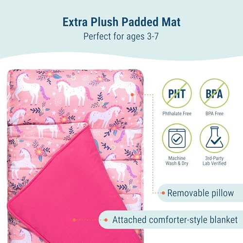 Image of Wildkin Kids Original Nap Mat - Cozy Kids Sleep Mat with Pillow, ideal for School & Travel