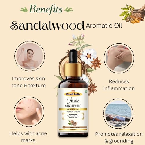 Image of Khadi Utkrisht Premium Essential Oils Combo of 5 - Rosemary, Tea Tree, Lavender, Rose & Sandalwood for Hair Growth, Skin Care & Aromatherapy | 100% Pure Natural Essential Oil Combo for Diffuser & Massage - Pack of 5