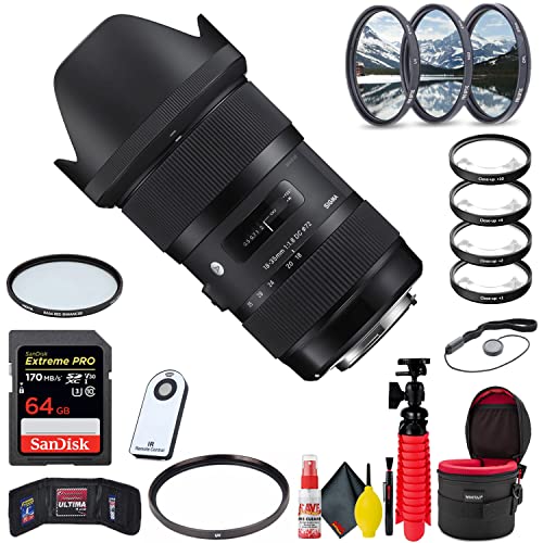 Sigma 18-35mm f/1.8 DC HSM アートレンズ Nikon F用 + 64GB Sandisk Extreme Pro SDカード(エクストリームバンドル) アクセサリー付き
