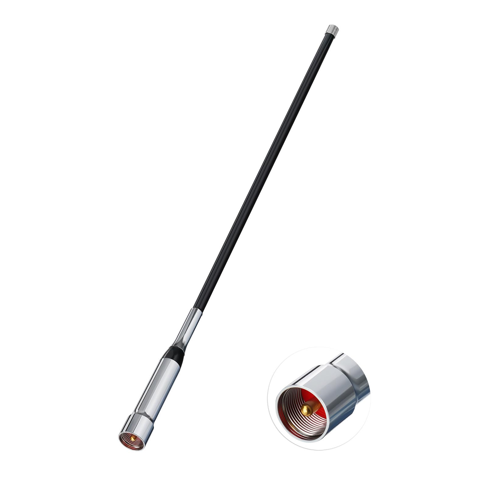 Bingfu Antenna VHF UHF Radio Mobile 2.5/3.5 dBi 43 cm Fibra di Vetro | Bibanda 136-174/400-460 MHz, Base Magnetica, Cavo R58 5 m, per Veicolare Camion Camper Marittimi Radioamatore, VHF Marino