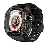 VeveXiao バンド付き頑丈なケース Apple Watch Ultra 3/Ultra 2 49mmバンド対応 工具不要 ワンクリックオープン 保護カバー バンパー iWatch Ultra用 シリコンストラップ 透明 ブラック ブラック