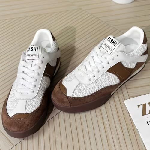 Retro Patchwork Design Lace-up Sneakers for Women Round Toe Genuine Suede Leather German Army Trainer Shoes Lightweight Daily Casual - Image 3