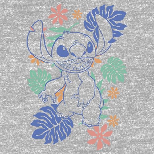 Disney Lilo Retro Tropical Tonal Stitch Girl's Heather Crew Tee2