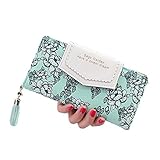 SeptCity Womens Wallet Cute Tassel Leather Clutch,Gift for Her 4155 (Green#2)