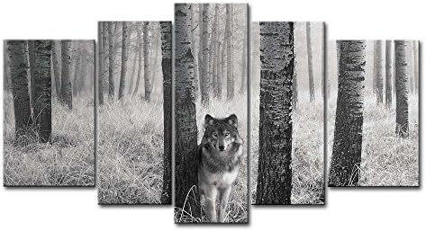 5 Panel Wall Art Picture Watchful Wolf Eyes In The Wild Prints On Canvas The Animal Pictures Oil For Home Modern Decoration Print Decor