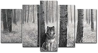 5 Panel Wall Art Picture Watchful Wolf Eyes In The Wild Prints On Canvas The Animal Pictures Oil For Home Modern Decoration Print Decor