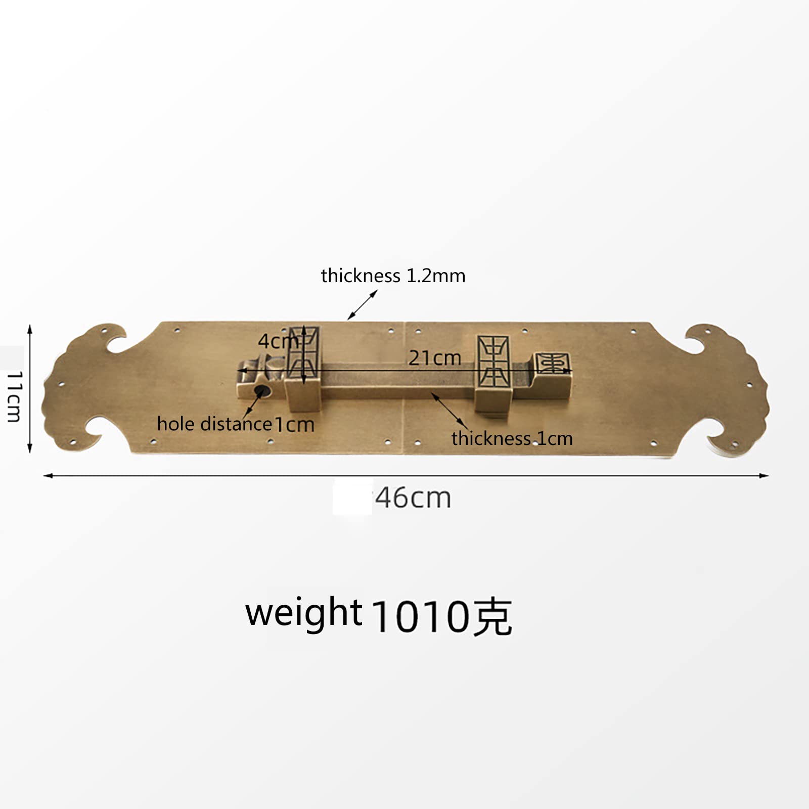cerradura de puerta, Pestillo de perno barril deslizante antiguo Cerradura latón for puerta Acabado cepillado(46cm)