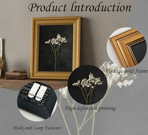 Image of NALEPS Dark Dried Floral Framed Wall Art, Moody Flower Wall Decor, 12x16 In