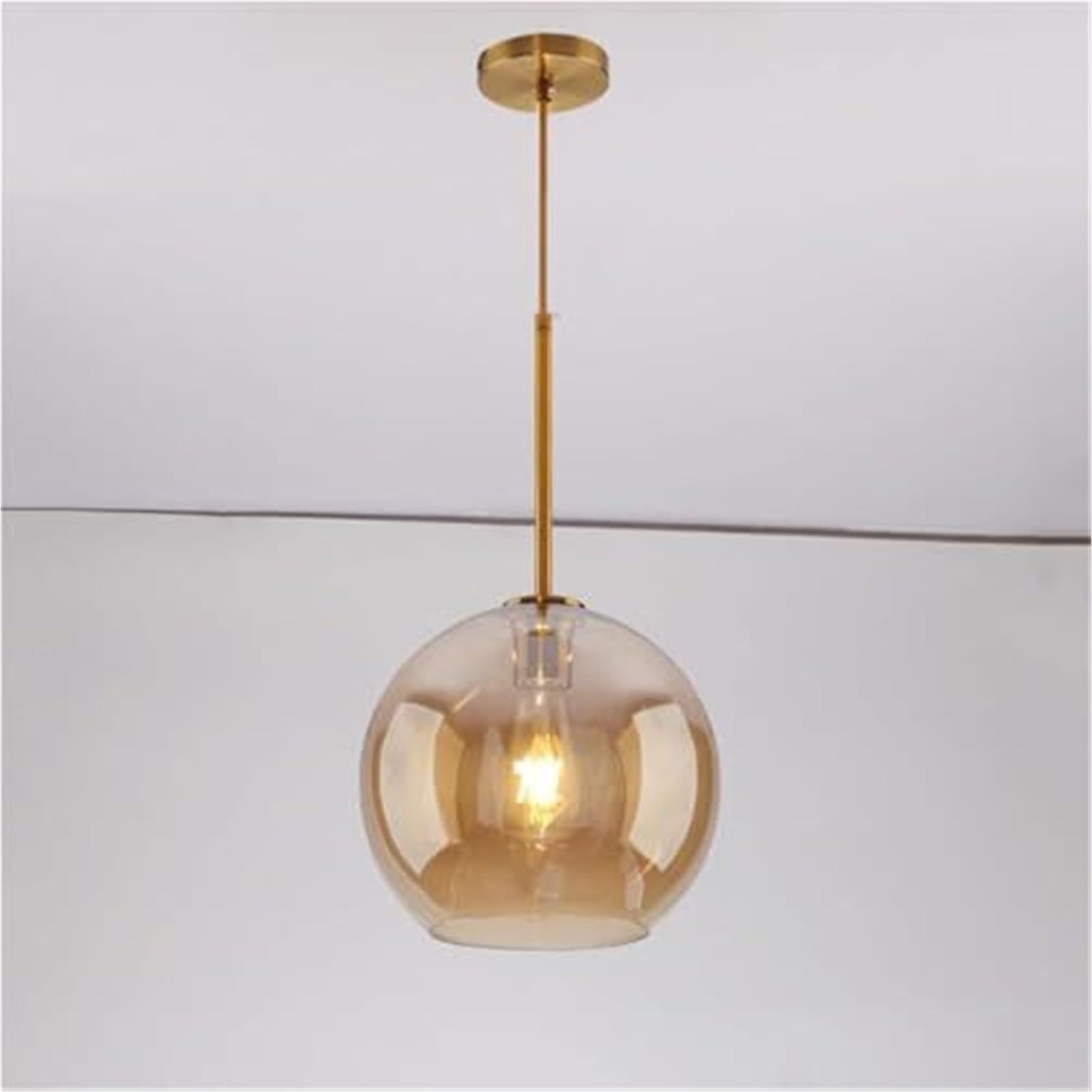 KBUUKYYXouy Modern Mid Century Glass Pendant Lamp Chandelier Hanging Lighting Ceiling Fixture Transparent for Kitchen Island Dining Room Living(20cm,Amber)