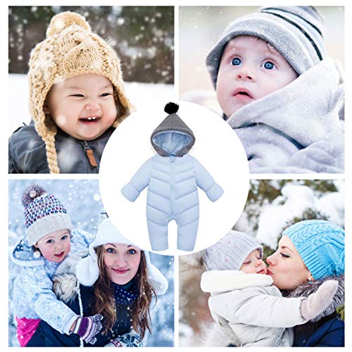Image of Happy Cherry Baby Snowsuit Romper Zipper Padding Onesie Long Sleeve Winter Puffer Jacket Hooded Jumpsuit Down Coat