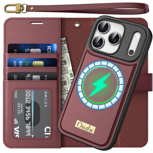 Étui en cuir véritable pour iPhone 17 Pro protection premium bordeaux