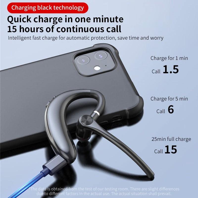 Image of 180 Rotating Single Bluetooth Ear Hook Headset - Business & Sport, Painless with Noise Reduction | Universal Compatibility for All Smartphones