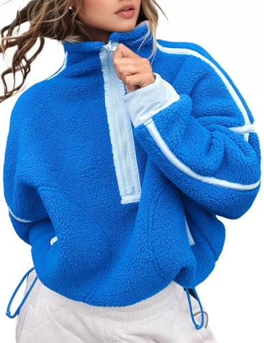 Women's Fleece Half Zip Pullover Workout Hoodie