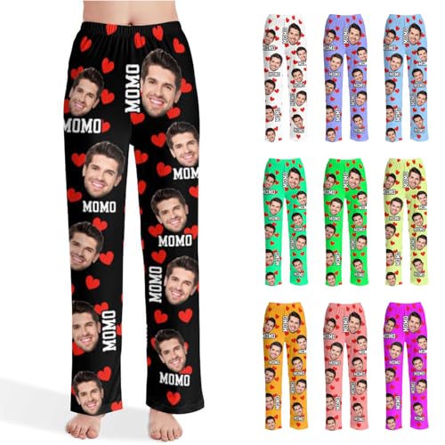 Personalized Pajamas for Women Men Christmas Custom Pajama Pants with Photo Dog Cat Face PJ Gifts