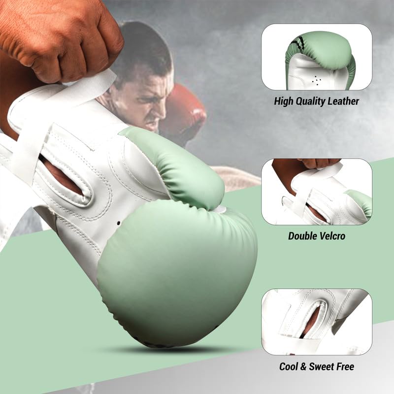 Image of Boxing Gloves - Faux Leather Training Gloves with Hook and Loop Velcro Closure for Long-Lasting Strength and Durability