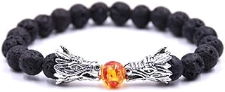Dragon Armband mit doppeltem Kopf aus Lavastein – handgefertigt