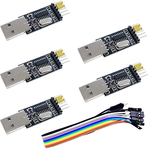 Hailege 5pcs USB a Serial CH340 USB a TTL Módulo de descarga con microcontrolador STC Adaptador de descarga con cables Dupont