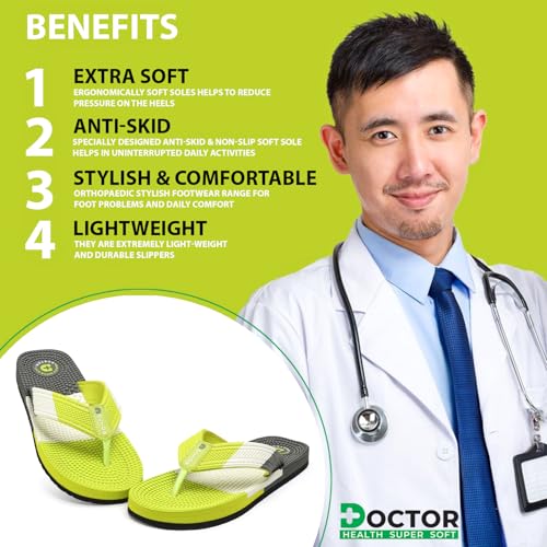 Image of DOCTOR HEALTH SUPER SOFT Men's & Boys Anti-Skid Flip Flops with Acupressure Massage Footbed | Lightweight | Soft | Doctor-Recommended Slipper for Pain Relief | All Day Wear Acupressure Doctor Slipper